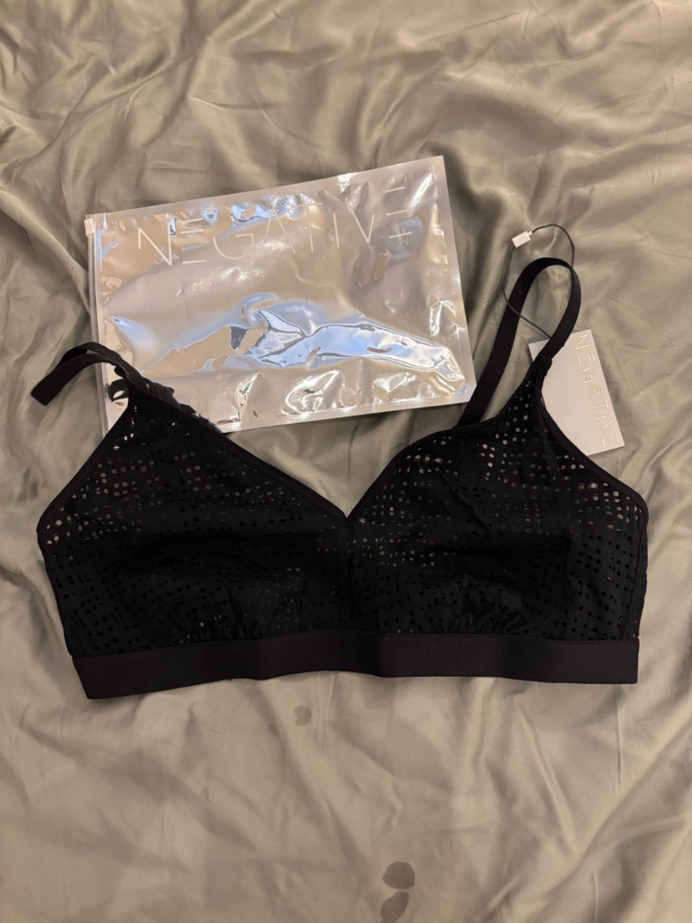 NWT Negative Underwear Perforated Wireless Bralette in Black